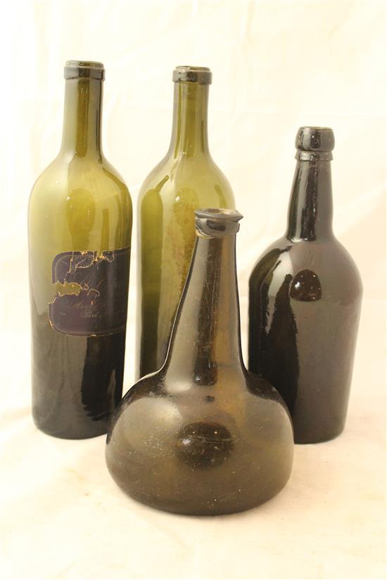 Four wine bottles, 18th - first half 19th century,(-)